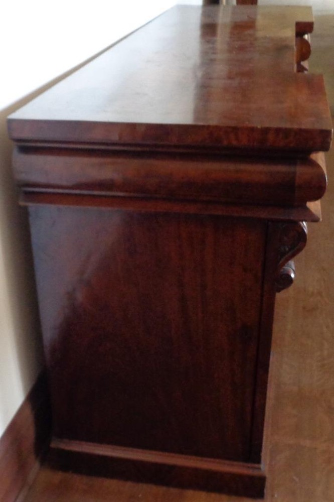 Gorgeous Antique Solid Wood Burled Veneer Finish Extra Large Buffet Sideboard