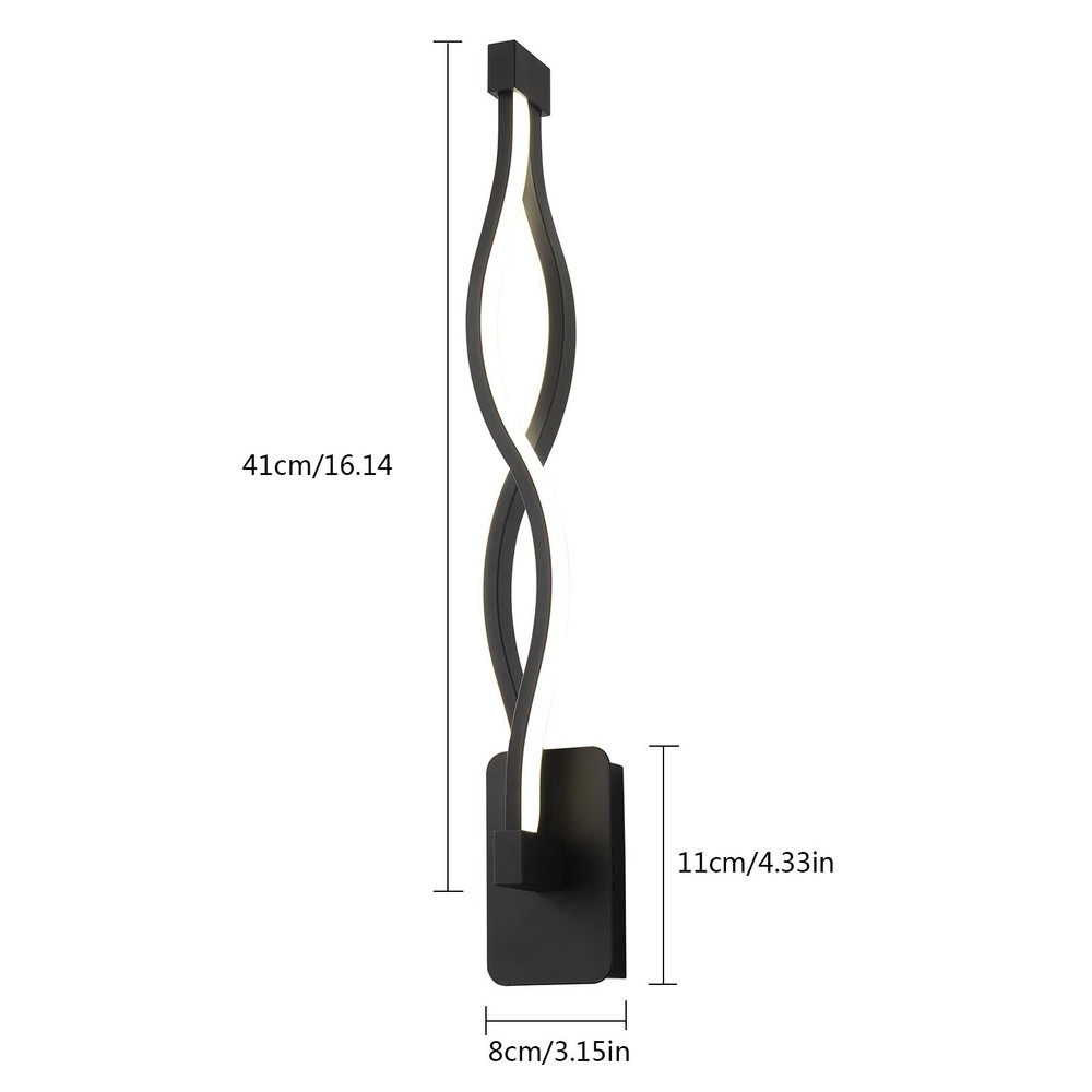Modern Black Creative Wave Strip Led Wall Light Fixture Industrial Wall Sconce