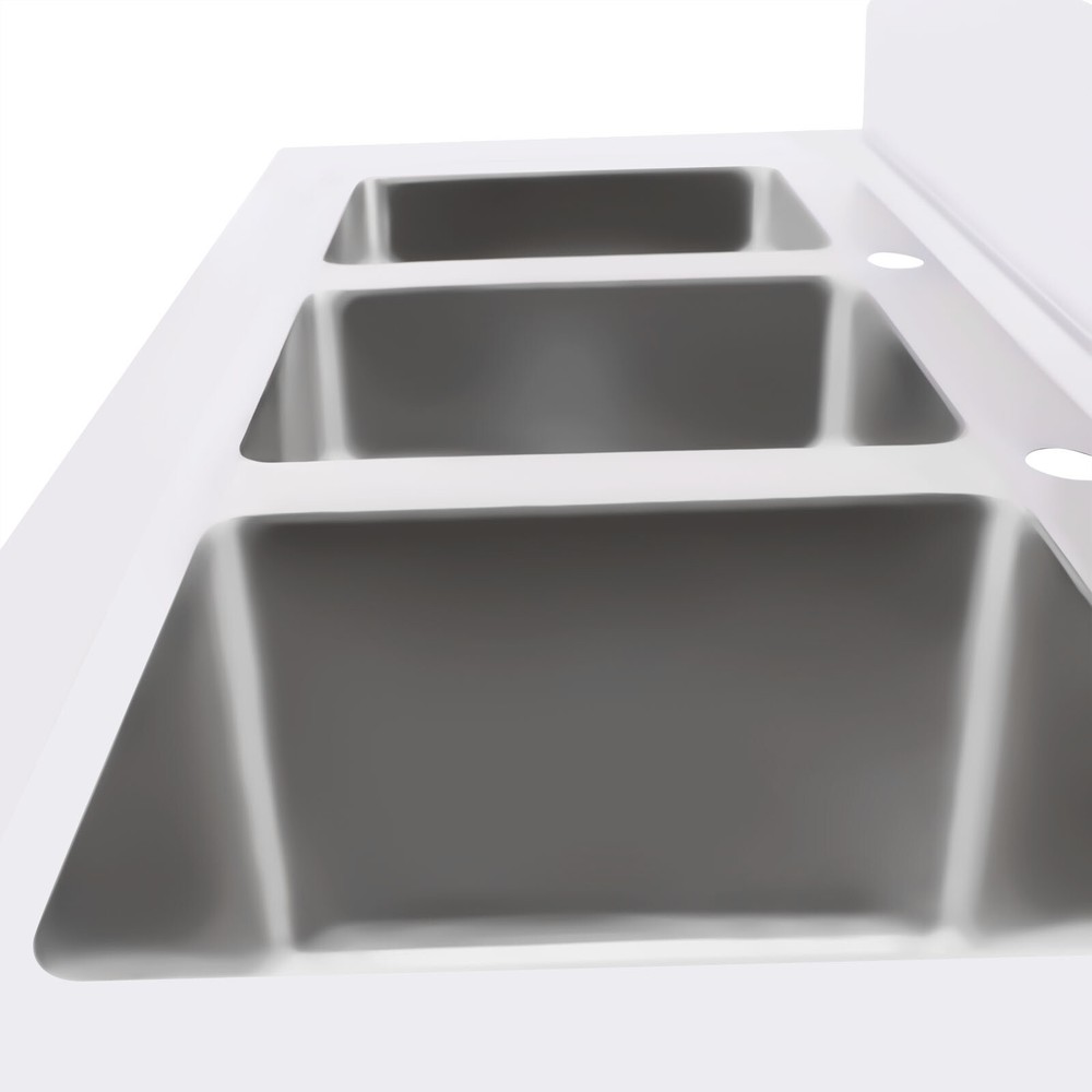 Three 3 Compartment Basins Stainless Steel Commercial Kitchen Restaurant Sink US