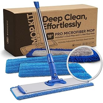 18" Microfiber Mop Cleaning System w/ 4 Pads