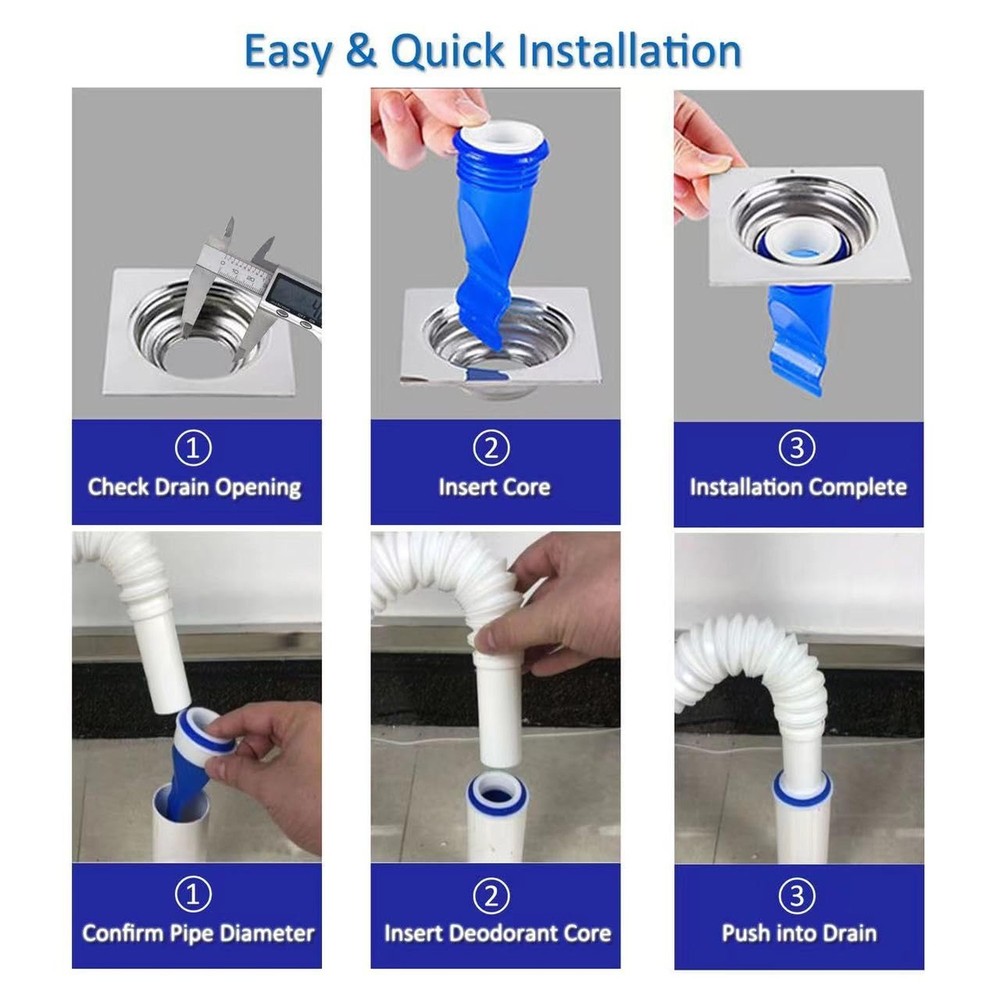 5 Pack Thickened Adjustable Silicone Floor Drain Backflow Preventer, Anti-Odo...