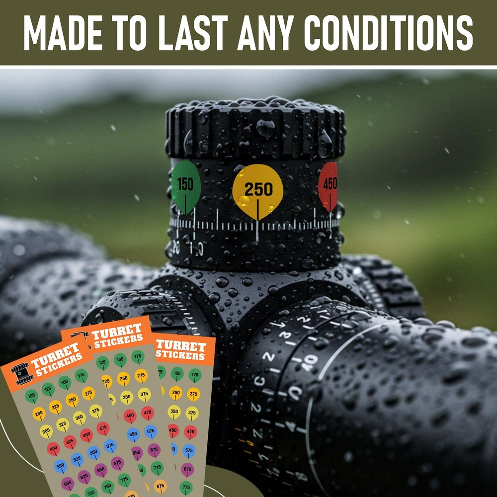 VALUE PLUS 10 Rifle Scope Turret Sticker Sheets- Dope Multi Color