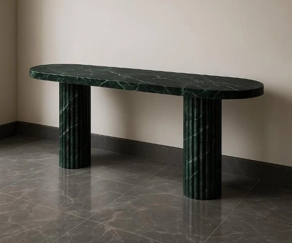 Green Marble Console & Entryway Table – Hall, Bedside, Corner Table with Marble