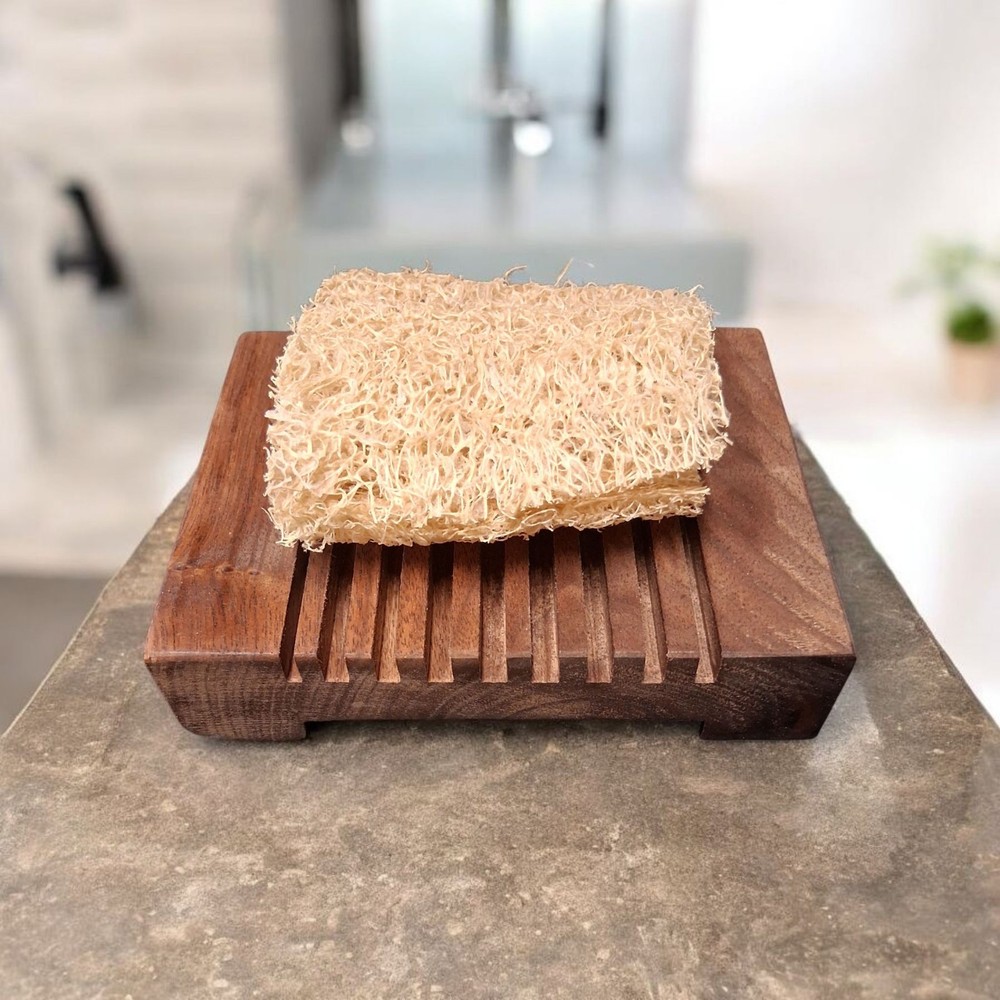 Black Walnut Soap Dish & Luffa