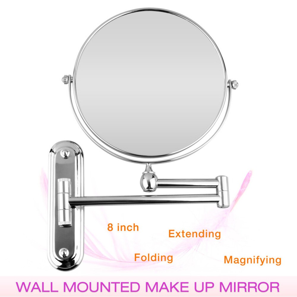 10X Extending 2-Side Magnifying Makeup Bathroom Shaving Round Mirror Wall Mount