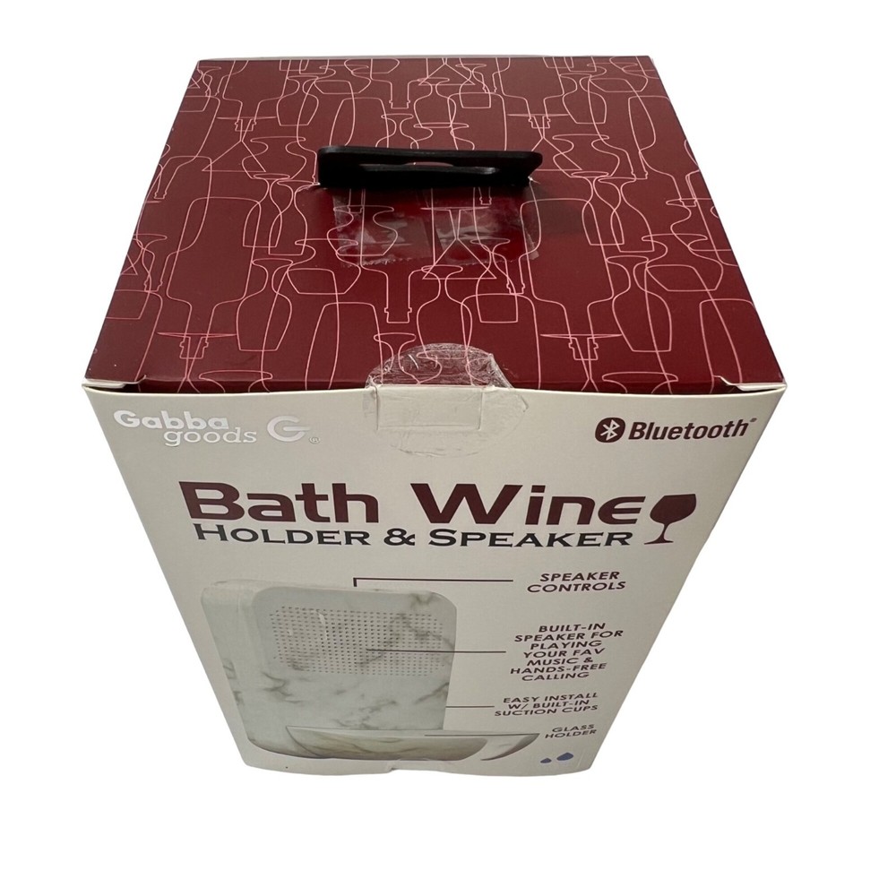 Gabba Goods Bath Wine Holder & Speaker Bluetooth White