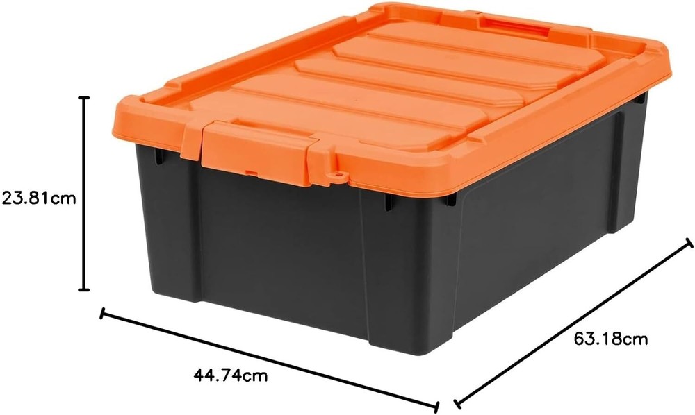 Lockable Storage Box with Lid, 2-Piece, Heavy Duty, Stackable Containers
