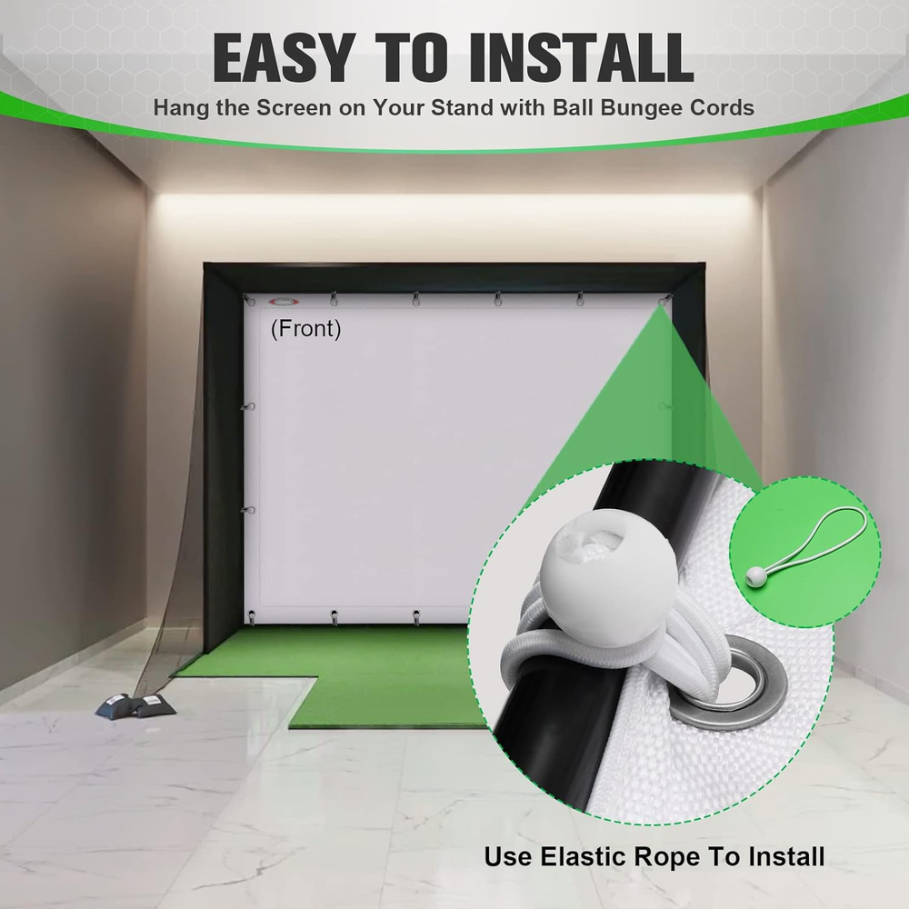Indoor Golf Training Simulator Projector Screen Impact Practice Display 8.2x8.2'