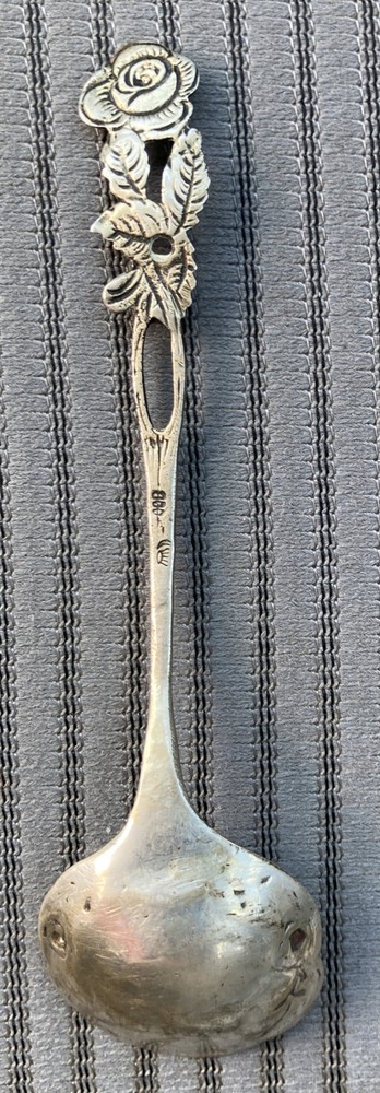 Nice Antique Germany 800 Silver Rose Sugar Spoon 4.5” No Monogram