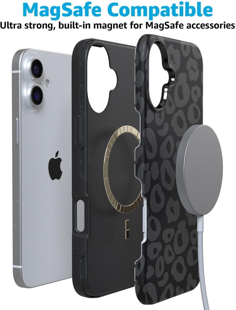 Casely iPhone 16 Case | Black Leopard | Bold Protective Case