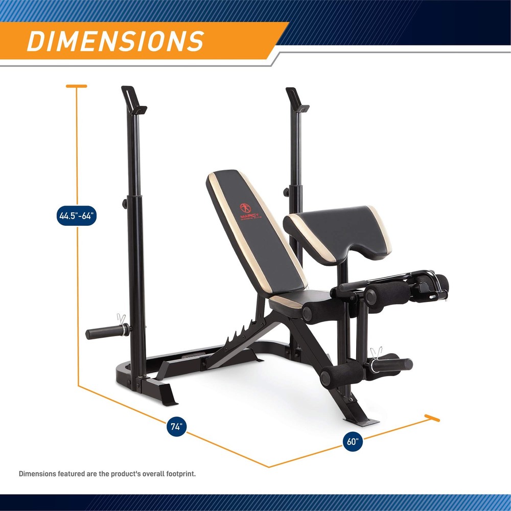 Marcy Adjustable Olympic Weight Bench with Leg Developer and Squat Rack MD879
