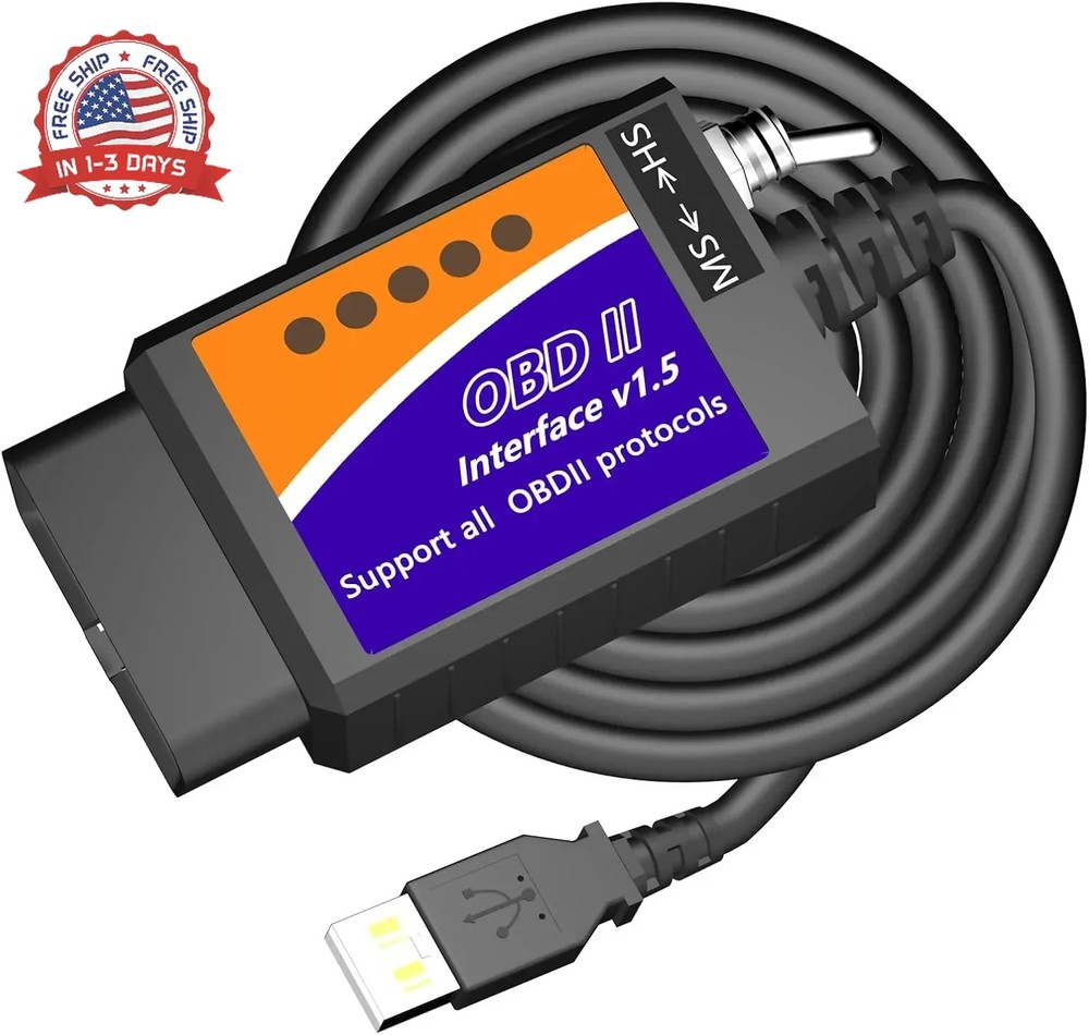 OBD2 to USB Cable Diagnostic Tool ELM327 OBD2 Code Reader Scanner ELM 327 USB In