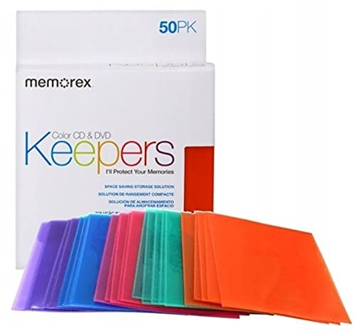Memorex CD/DVD Keepers - Plastic Sleeves - 50 Pack Multi-colored