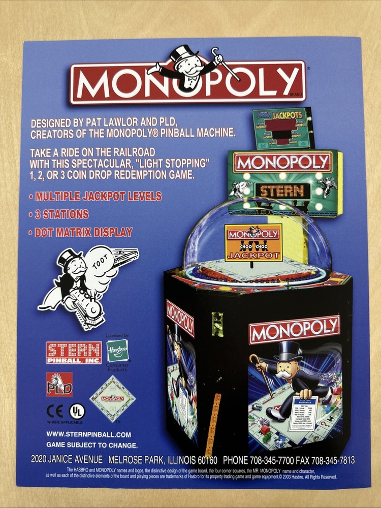 Stern Monopoly Arcade Game Flyer