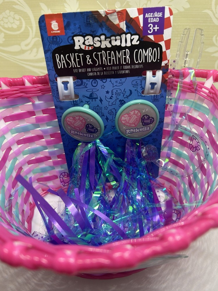 Raskullz Bicycle Basket & Streamer Combo