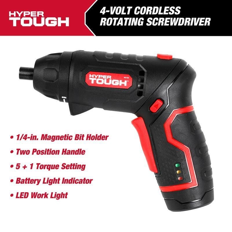 4V Cordless Rotating Screwdriver Compact Lightweight Adjustable Handle LED Light