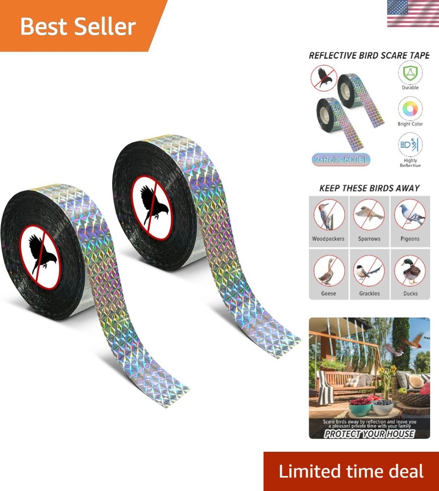 High-Quality Reflective Flash Tape for Effective Bird Deterrence - 1000ft Total