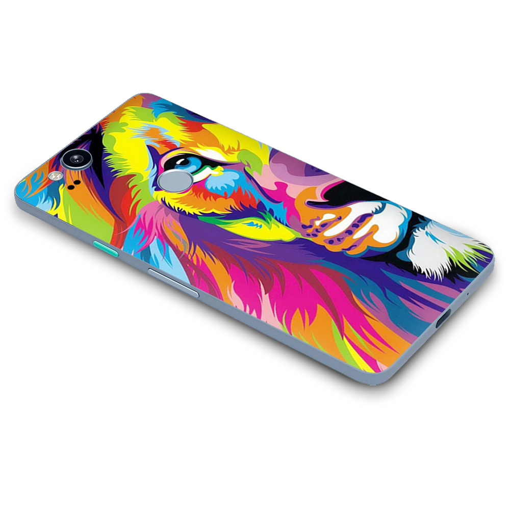 Google Pixel 2 Skins Decal Wrap Colorful Lion Abstract Paint