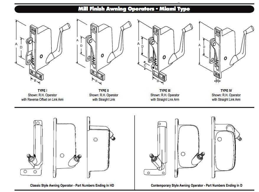 Awning Operator, Tucker Windows - right - Aluminum