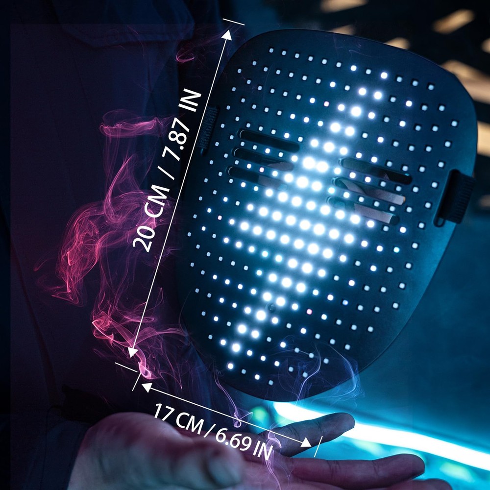 Led Mask with Gesture Sensing, Light up mask with 50 Pattern Display for Men/...