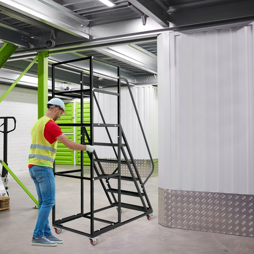 6Step Rolling Warehouse Step Ladder Rolling Stair &Wheel Movable Platform Ladder