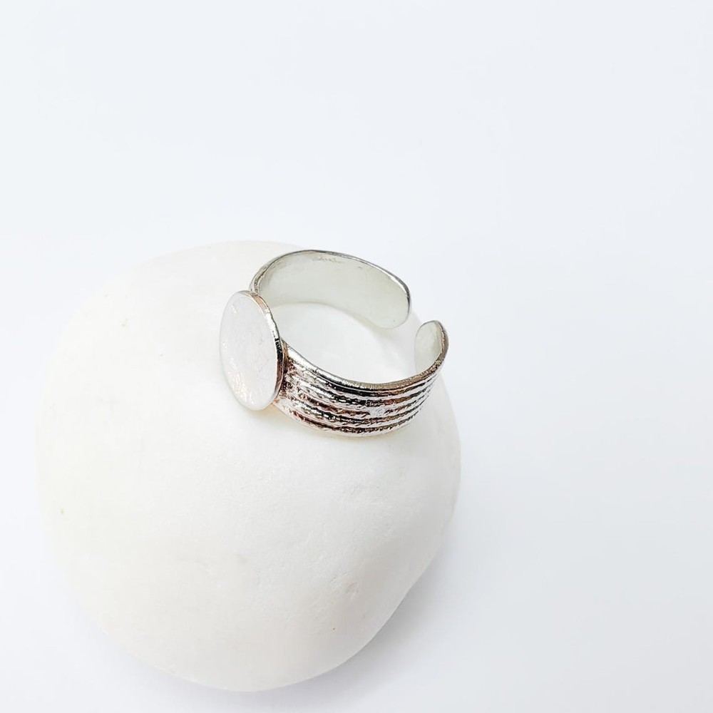 Adjustable Round Shiny Silver Ring Blank Settings, 10mm G37442