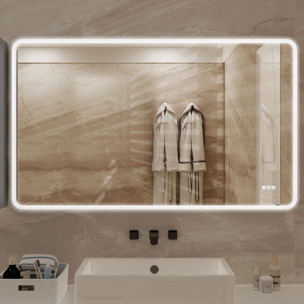 60x36 Rectangular Framed Dimmable Anti-Fod LED Wall Bathroom Vanity Mirror Light