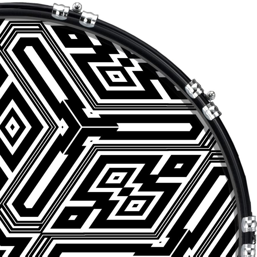 20" Custom Bass Kick Drum Front Head Graphical Geometry 3