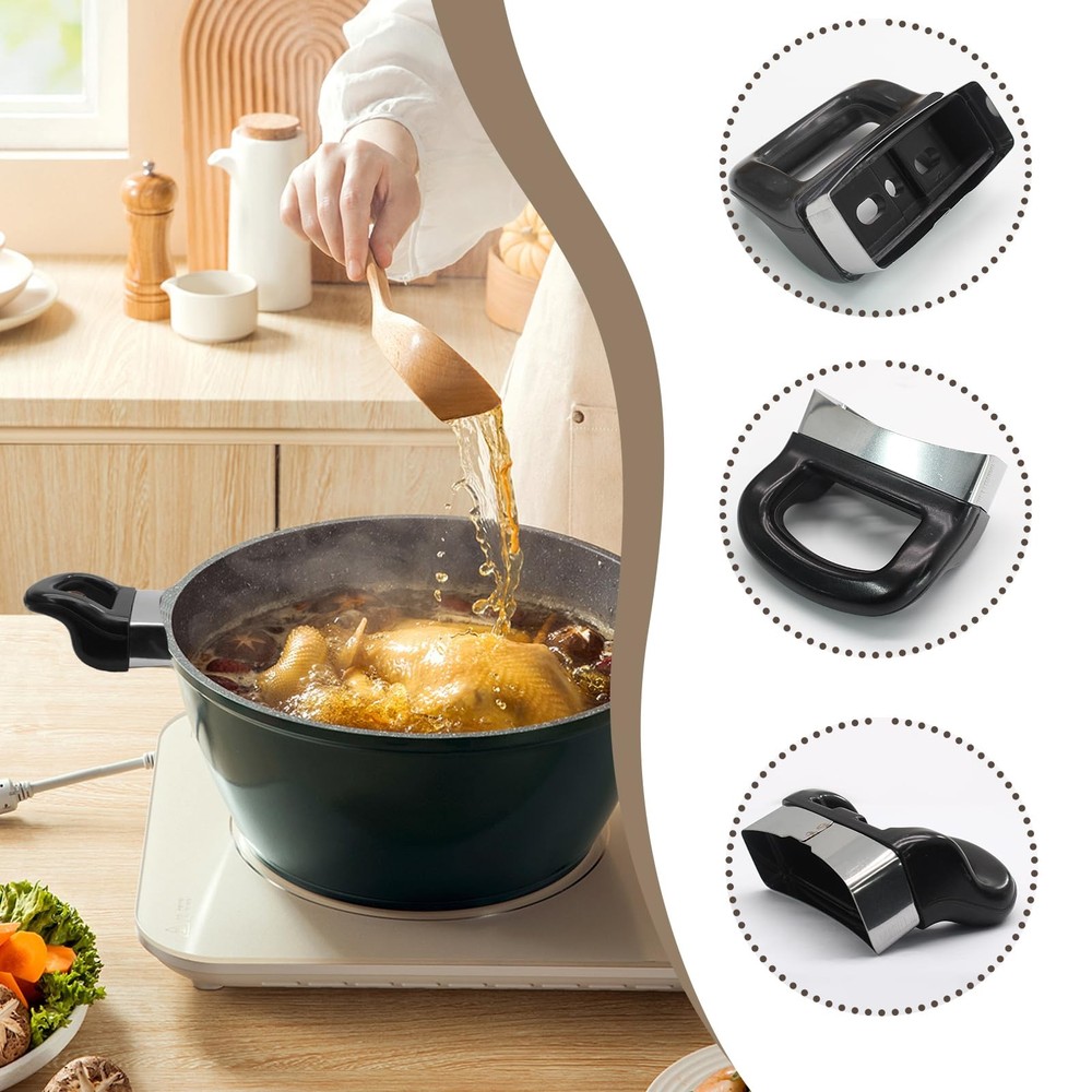 suiwotin 2pcs Pot Handle, Pan Handle Replacement for Sauce 2 Pieces, Black