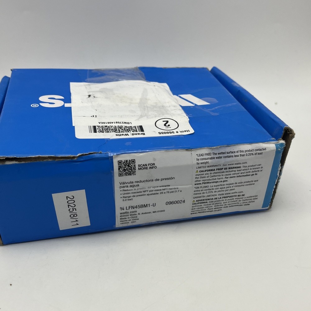 Watts 3/4 50psi Water Pressure Reducing Valve Lead (LFN45BM1-U)