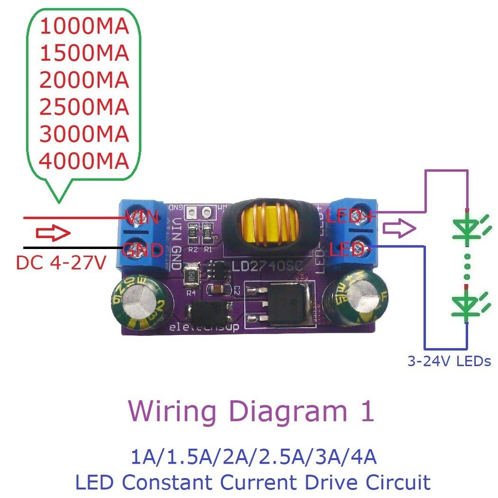 80W DC 4-24V 1-4A Switch-Mode Step-Down Constant-Current High-Brightness Module