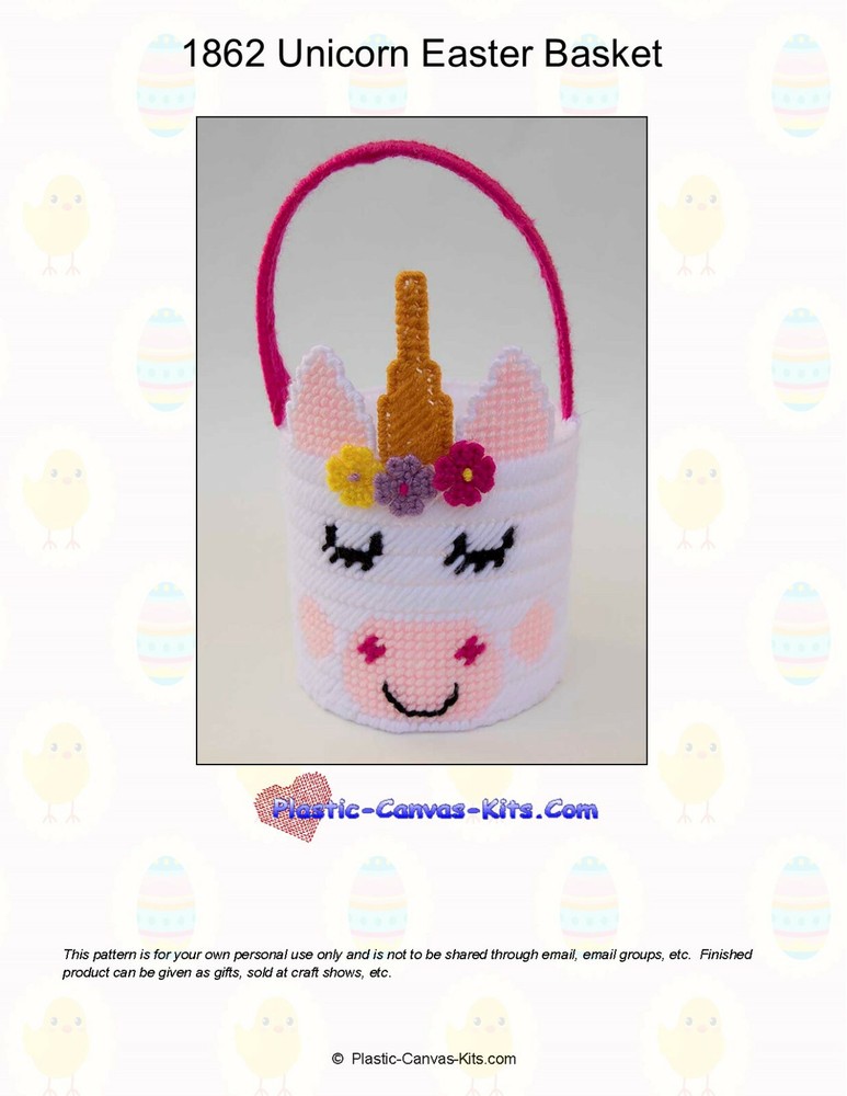 Unicorn Easter Basket-Plastic Canvas Pattern or Kit