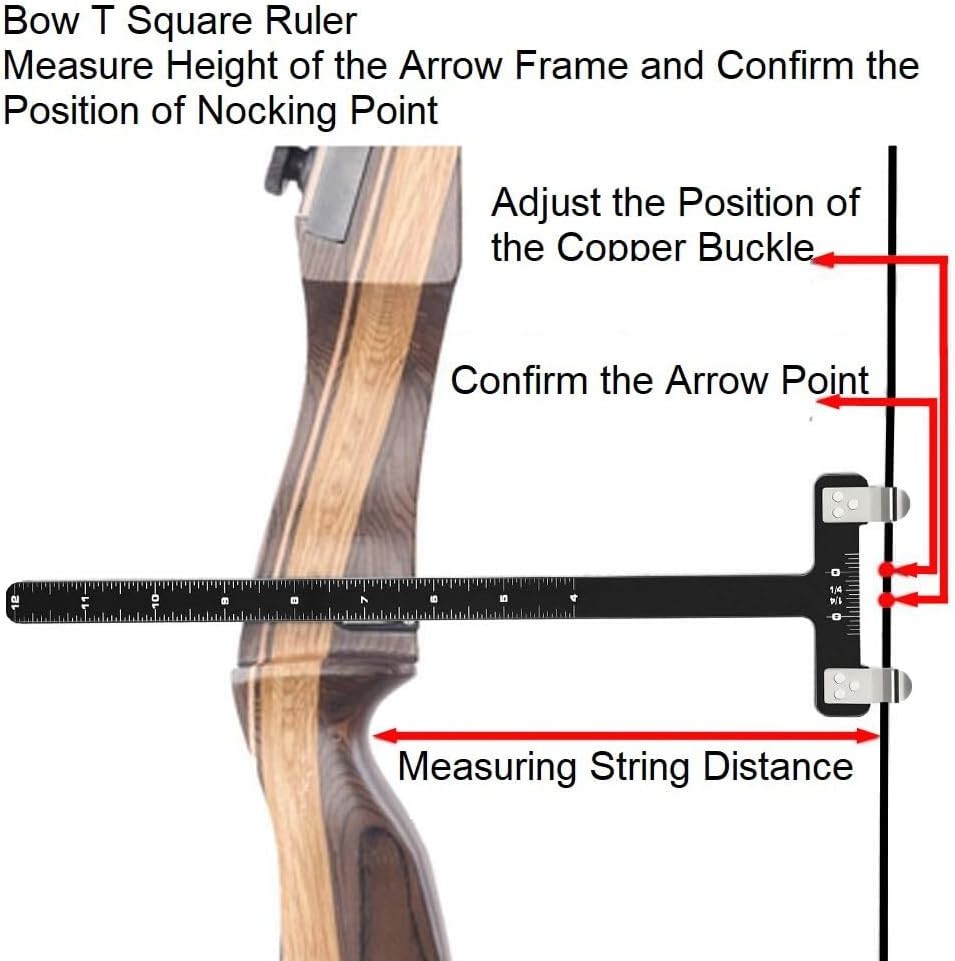 Archery Bow String Nocking Points Set with T Square Ruler Black New