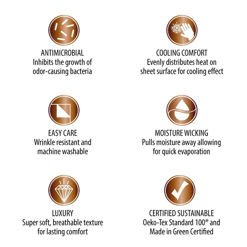 Copper Infused Microfiber Bed Sheets Antimicrobial Cooling Soft Easy Care Set US