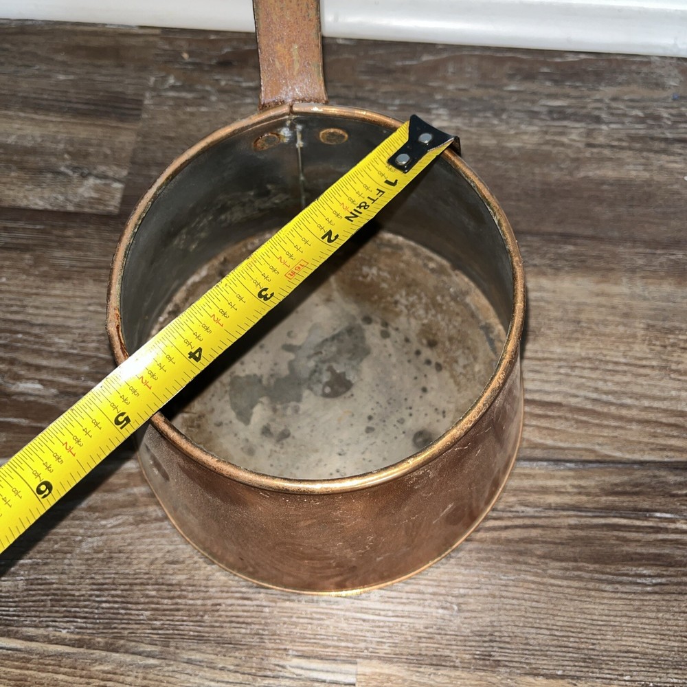 Copper w/Tin Lining Pot With Handle. 6” At Base.