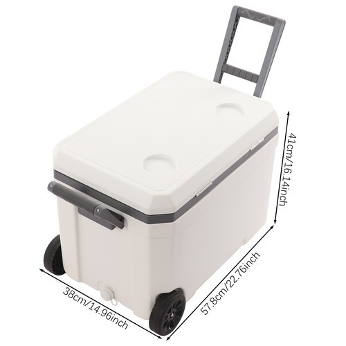 45L Insulated Wheeled Cooler with Pull Handle for Camping & Beach Activities