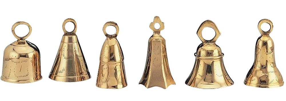Six Assorted 4" Brass Bells-BL39