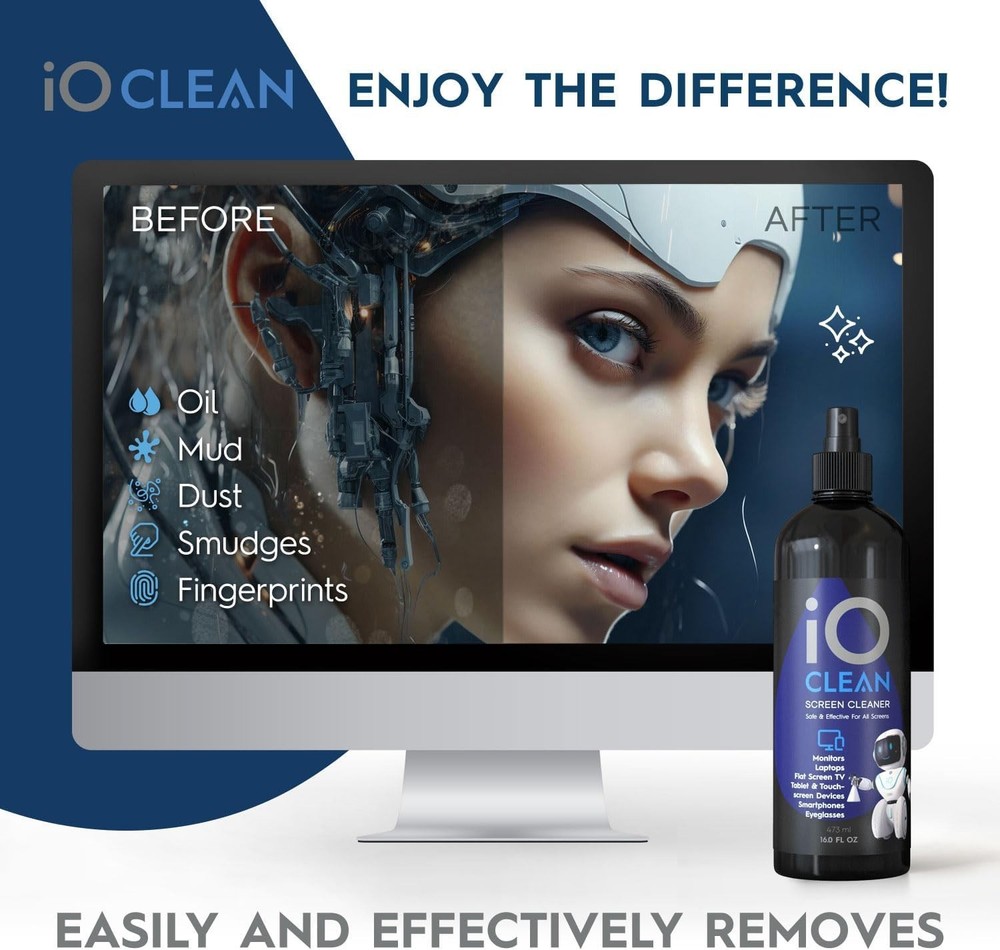 16oz Screen Cleaner Spray & 3 Microfiber Cloths – Eco-Friendly Cleaning Kit