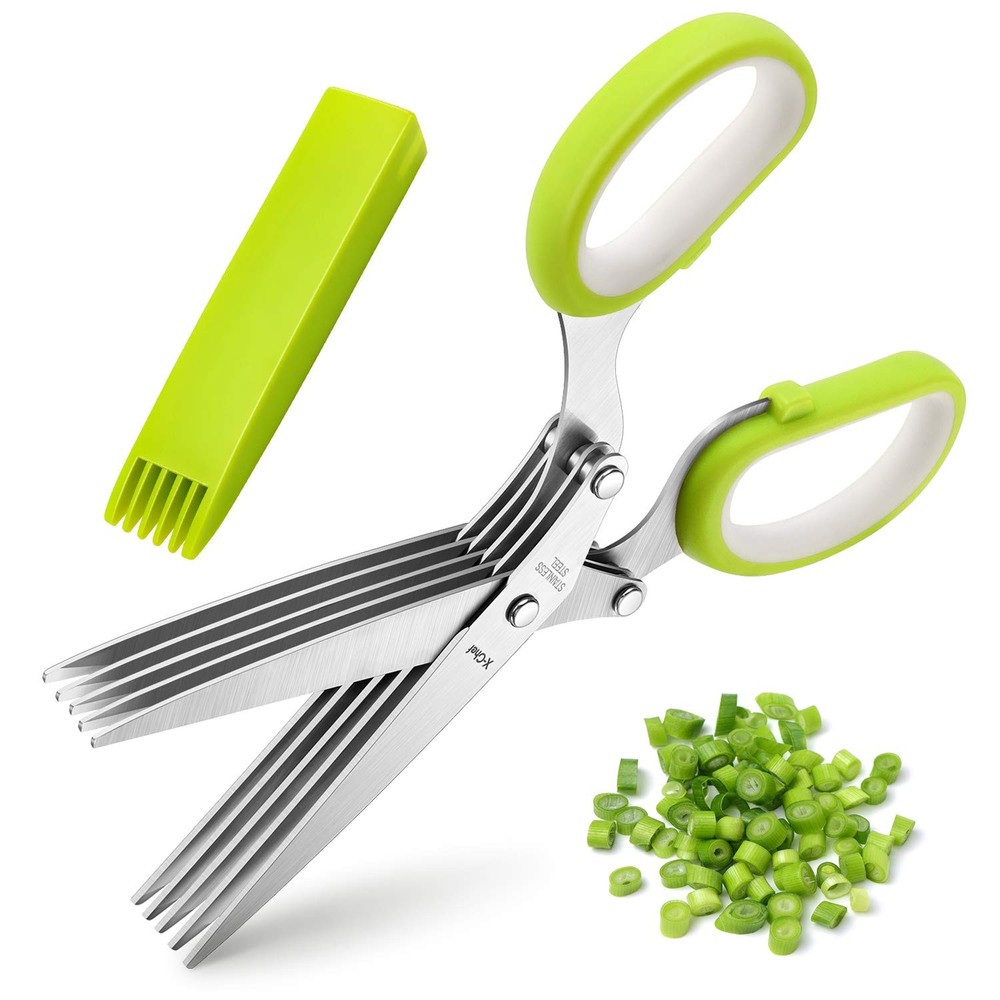 Herb Scissors, XChef Multipurpose 5 Blade Kitchen Herb Shears Herb Cutter wit...