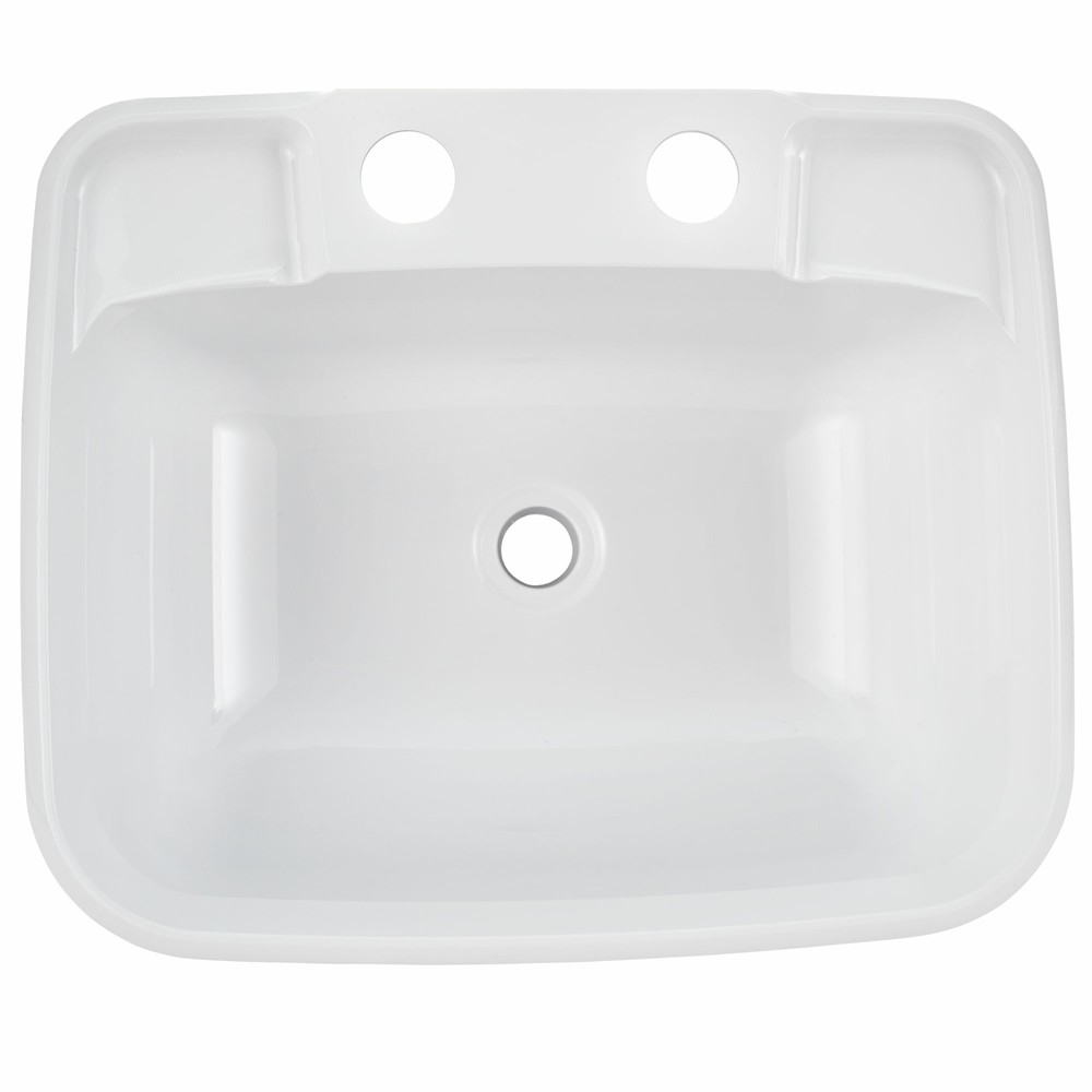 RV Rectangle Bathroom Sink (White) W/Brushed Nickel Teapot Faucet RV Lavatory