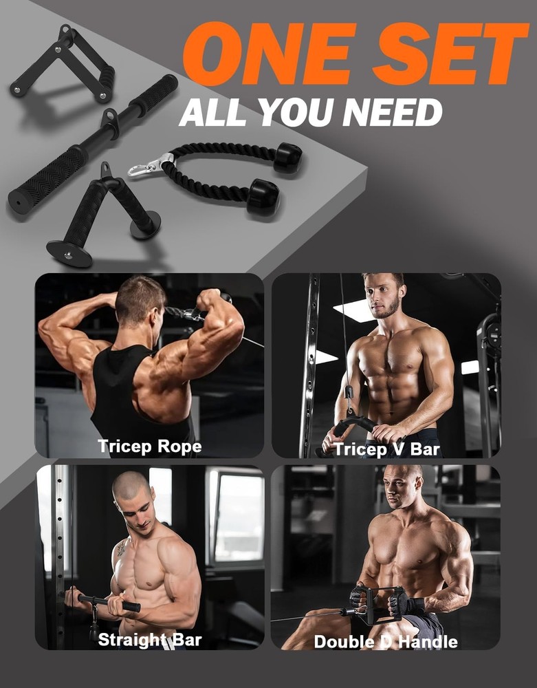 Cable Machine Attachment Set for Gym & Home Workouts, LAT Pulldown Attachment...