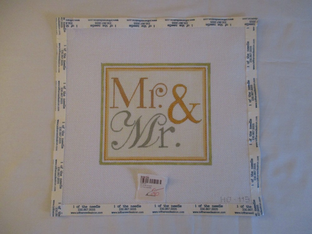 Handpainted Needlepoint Canvas for "Mr. & Mr."  Insert