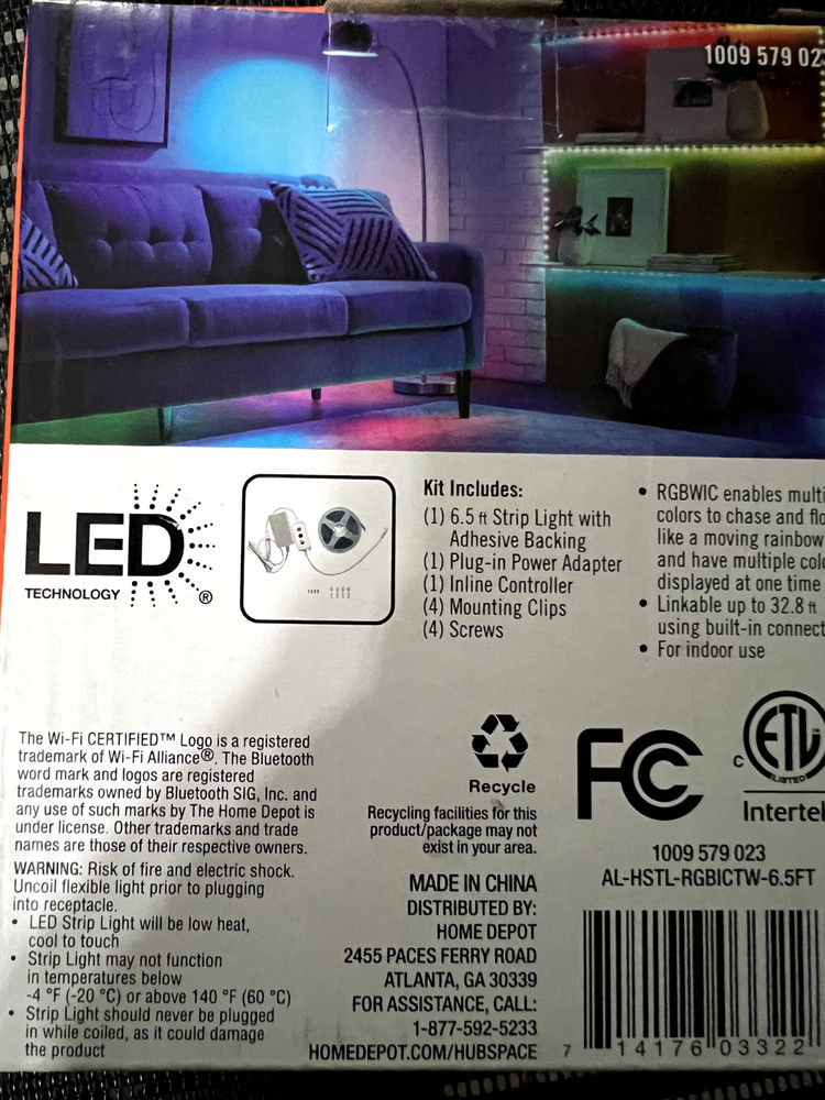 Ecosmart 6.5ft Smart Dynamic Color Changing Dimmable Plug-In LED Strip Light