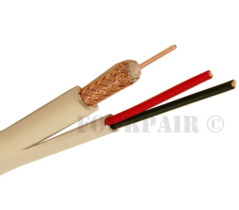 RG59 Plenum Siamese Bare Copper Coax Cable 18/2 Power Wire CMP CCTV White 500FT