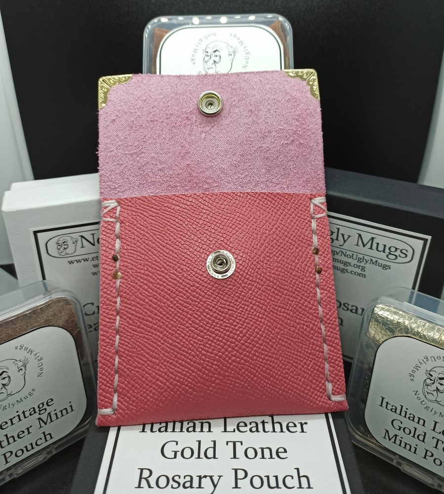 Saffiano Leather Crosshatch patterned Rosary pouch