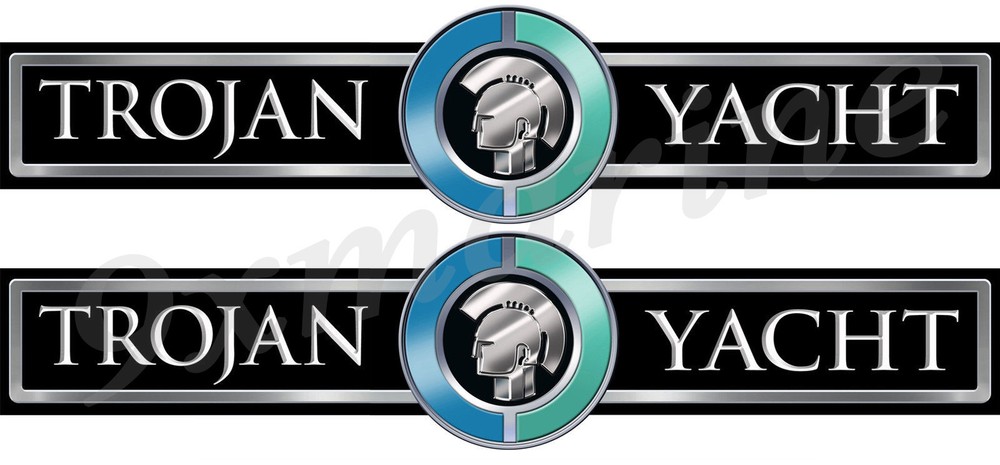 Two Trojan Boat Custom Stickers - 16 inch long