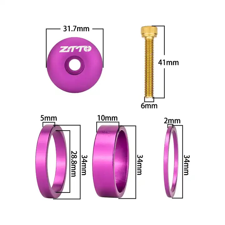 Bicycle Stem Cap & Spacers Set Cover Aluminum Headset Fork Top 1-1/8 Threadless