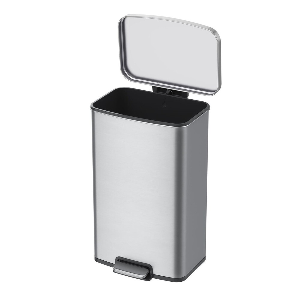 13.2 Gal Rectangular Step On Trash Garbage Can Durable Stainless Steel Kitchen