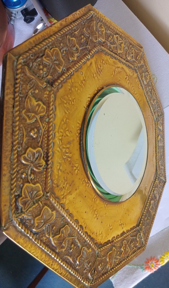 Vintage Octagonal brass-framed wall mirror circa 1900 -1920`s