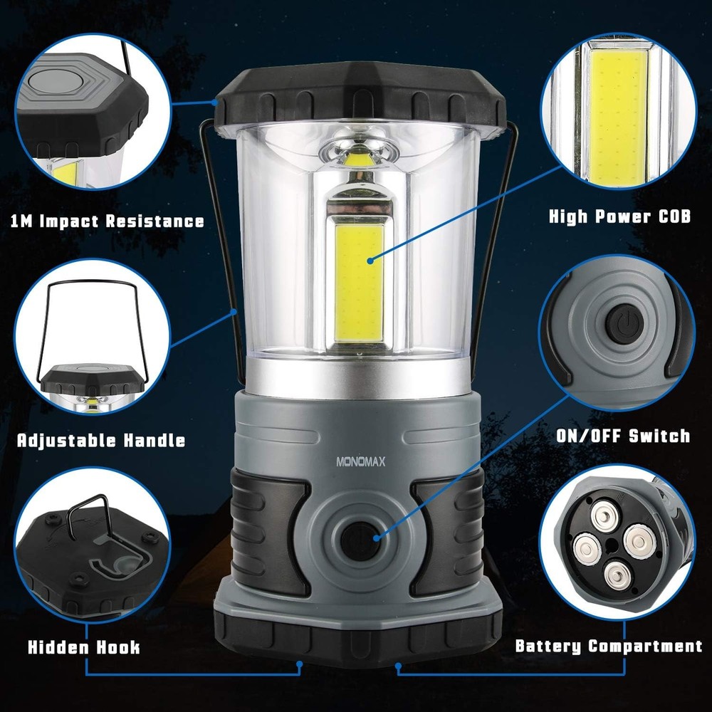 LED Camping Lantern Battery Powered 1500 Lumen COB Light 4*D...